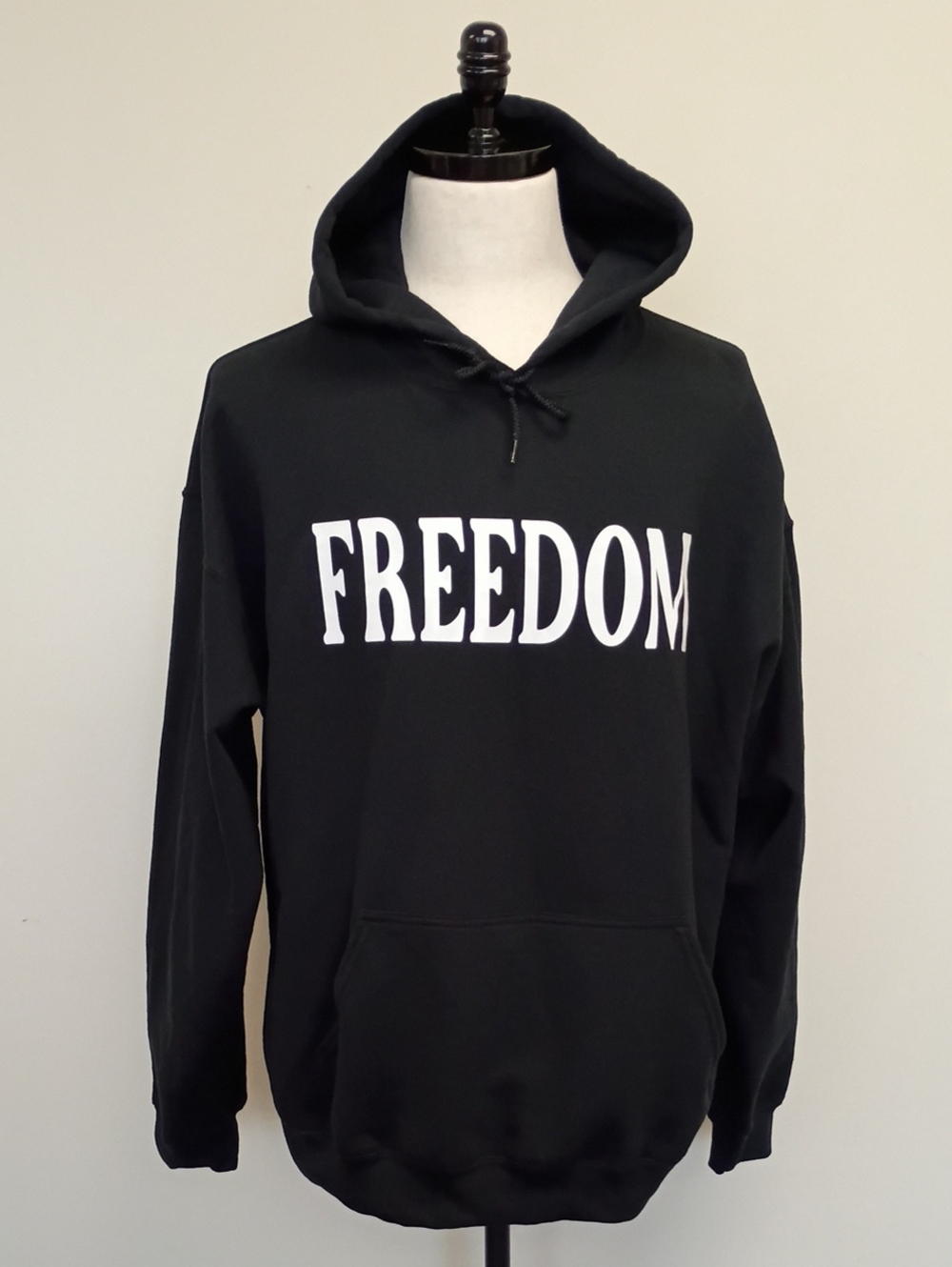 Gildan Black Freedom Graphic Hoodie Size XL with White FREEDOM Graphic - Men